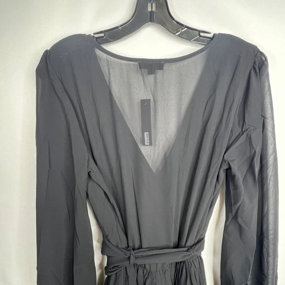 Miss Avenue Black Maxi Dress L Chiffon Overlay High Slits Formal Goth Whimsigoth
